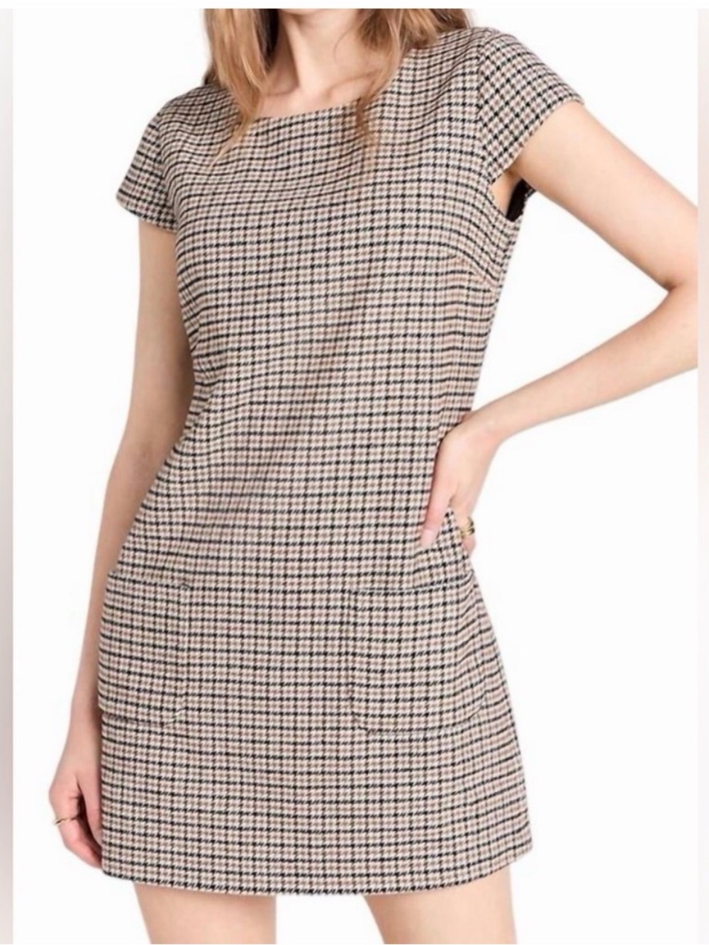 Amanda Uprichard Felice Houndstooth Mini Dress - Fall Shift Size Small